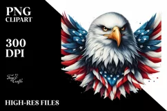 Watercolor Detailed Patriotic Bald Eagle | USA Flag Collors Product Image 1