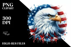 Watercolor Detailed Patriotic Bald Eagle | USA Flag Collors Product Image 3