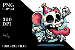 Playful Animal Skull with Birthday Hat, Trending PNG Product Image 2