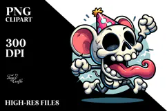 Playful Animal Skull with Birthday Hat, Trending PNG Product Image 2