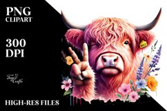 Winking Highland Cow, PNG Product Image 2