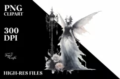 Washed Watercolor Gothic Fairy, Transparent PNG Product Image 1