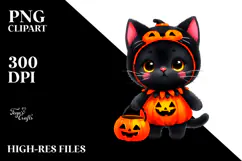 Vibrant Drawing Cute Baby Black Cat | Sublimation Clipart Product Image 2