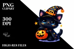 Vibrant Drawing Cute Baby Black Cat | Sublimation Clipart Product Image 3