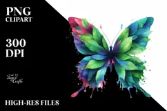 Abstract Vibrant Butterfly with Leaf Body PNG Product Image 3