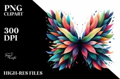 Abstract Vibrant Butterfly with Leaf Body PNG Product Image 1