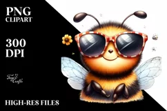 Funny Cute Bee Portrait Smiling Sunglasses | Sublimation Product Image 1