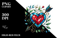 Watercolor Stained Heart PNG Product Image 2