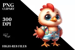 Funny Baby Rooster with Beachwear Clipart Product Image 1