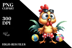 Funny Baby Rooster with Beachwear Clipart Product Image 2