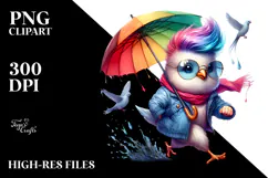 Cute Baby Dove with Umbrella, High-Quality PNG Product Image 2