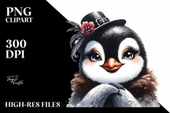 Funny Penguin Portrait Detailed Look | Sublimation Clipart Product Image 1