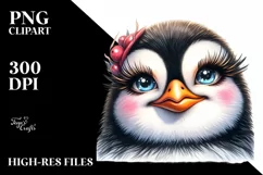 Funny Penguin Portrait Detailed Look | Sublimation Clipart Product Image 1
