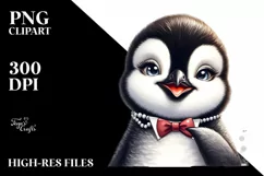 Funny Penguin Portrait Detailed Look | Sublimation Clipart Product Image 1