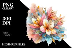 Abstract Pastel Wooden Freesia with Golden Inserts | Clipart Product Image 3