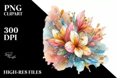 Abstract Pastel Wooden Freesia with Golden Inserts | Clipart Product Image 3