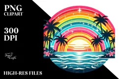 Retro Tropical Rainbow Sunset, 20 oz Tumbler Product Image 2