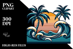 Vintage Tropical Tree Waves, Tshirt Vector Style PNG Product Image 2