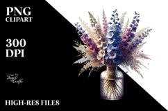 Abstract Bottle Filled with Large Delphinium | Clipart Product Image 3