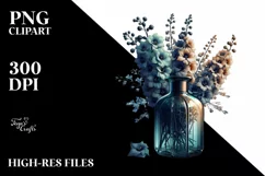 Detailed Bottle Filled with Large Delphinium | Sublimation | Product Image 1