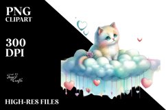 Colorful Cat on Cloud, Transparent PNG Product Image 2
