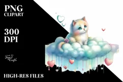 Colorful Cat on Cloud, Transparent PNG Product Image 2