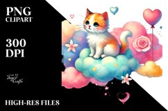 Colorful Cat on Cloud, Transparent PNG Product Image 2