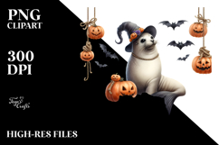 Spooky Night Seal on Cloud PNG Product Image 2