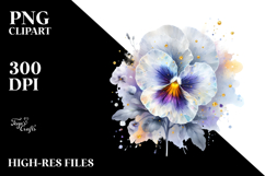 Golden Pansy with Watercolor Splash, PNG Product Image 2