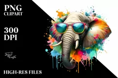 Quirky and Colorful Artistic Style Elephant | Clipart Product Image 3