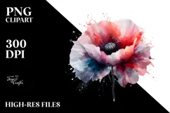 Abstract Sparkly Poppy, Watercolor PNG Product Image 2