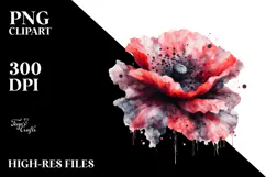Abstract Poppy Made of Splashes PNG Product Image 2
