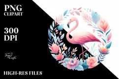 Colorful Pastel Flamingofloral | Clipart Product Image 1