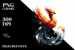 Washed Pheonix Bird Made of Fire and Ice PNG Product Image 2