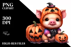 Vibrant Baby Pig for Halloween | Sublimation | Clipart Product Image 1