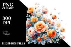 Vibrant Watercolor Abstract with Orange Roses | Sublimation Product Image 2