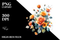 Abstract Orange Roses Sublimation Clipart Product Image 3