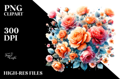 Vibrant Watercolor Abstract with Orange Roses | Sublimation Product Image 2