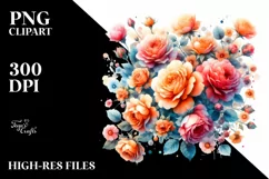 Vibrant Watercolor Abstract with Orange Roses | Sublimation Product Image 1