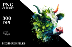 Vibrant Watercolor Cow, 20 oz Tumbler PNG Product Image 2