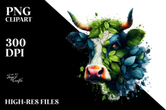 Vibrant Watercolor Cow 20 oz Tumbler PNG Product Image 2