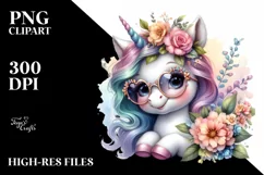 Cute Sunglasses Baby Unicorn | Clipart Product Image 3