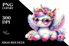 Cute Sunglasses Baby Unicorn | Clipart Product Image 1