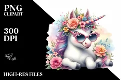 Cute Sunglasses Baby Unicorn | Clipart Product Image 1