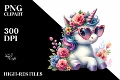 Cute Sunglasses Baby Unicorn | Clipart Product Image 3