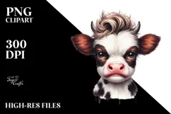 Cool Hair Baby Cow PNG Product Image 2