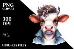 Funny Baby Cow Watercolor PNG Product Image 2