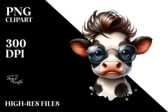 Funny Baby Cow Watercolor PNG Product Image 2