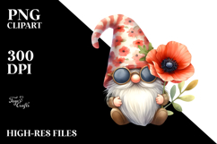 Cute Gnome with Rose Floral Frame PNG Product Image 2