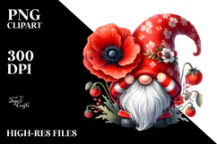 Cute GNOME with Big Hat and Freesia PNG Product Image 2